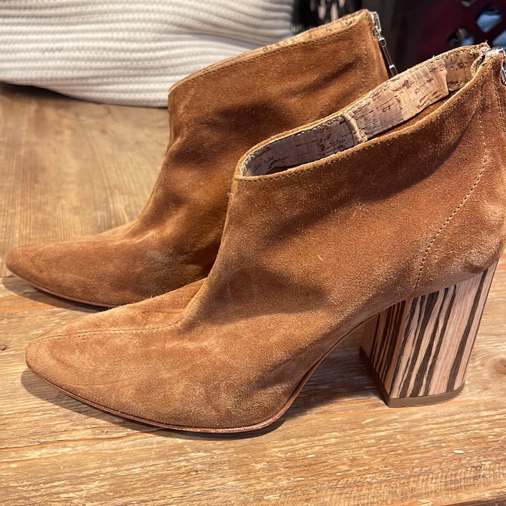 Alberto Fermani Italian suede bootie with wood heel